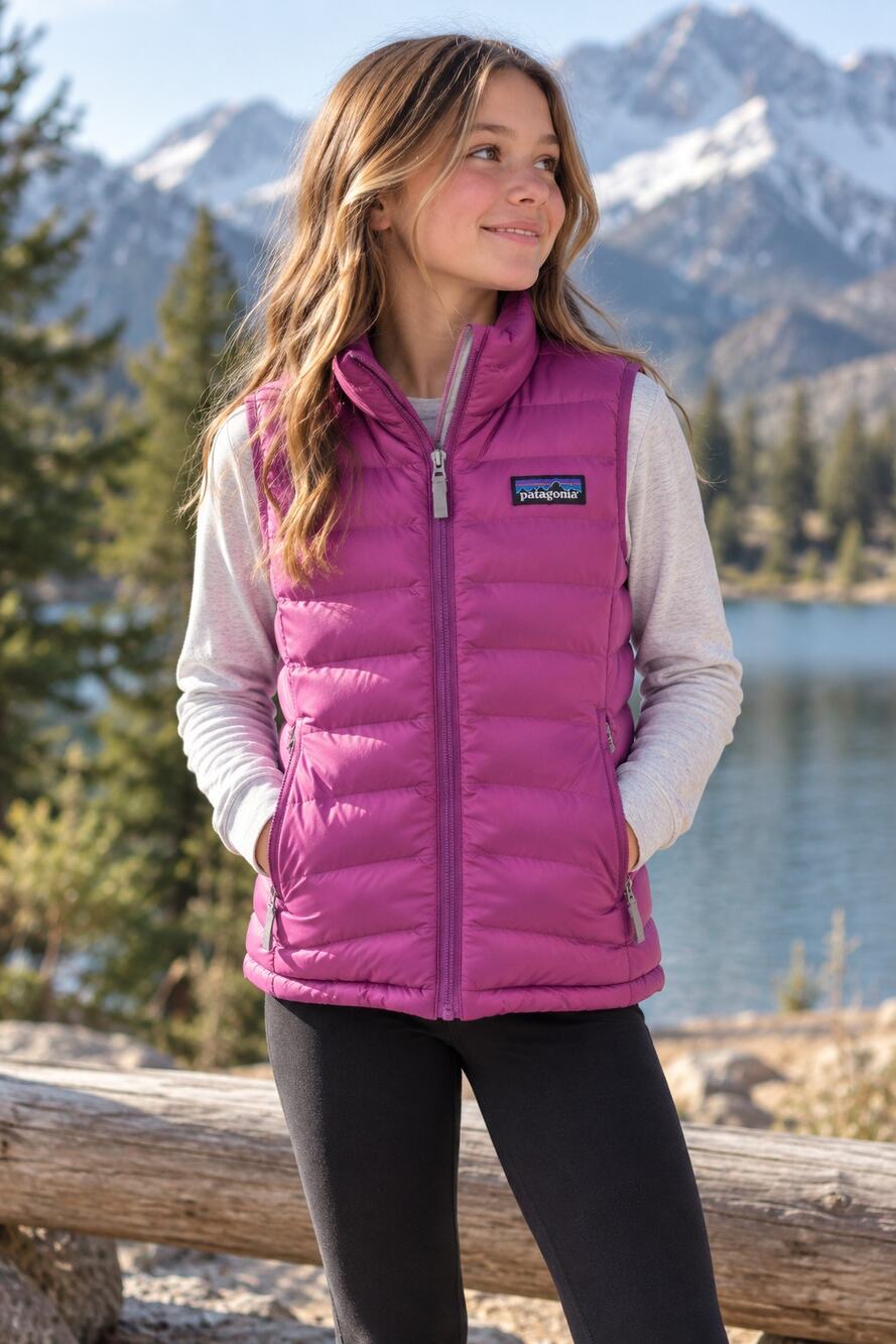 Patagonia Kids Down Sweater Vest XL 14 Purple Magenta Puffer